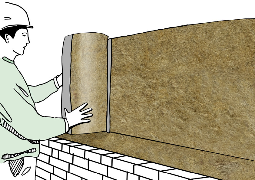 Für die Dämmung eines zweischaligen Mauerwerks im Neubau empfiehlt es sich, Platten oder Rollen aus Mineralwolle zu verwenden.