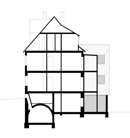 Wohnhaus in Vaihingen | Schnitt von der Straßenseite zur Gartenseite | Der Dämmstoff | Schnitt von INEXarchitektur