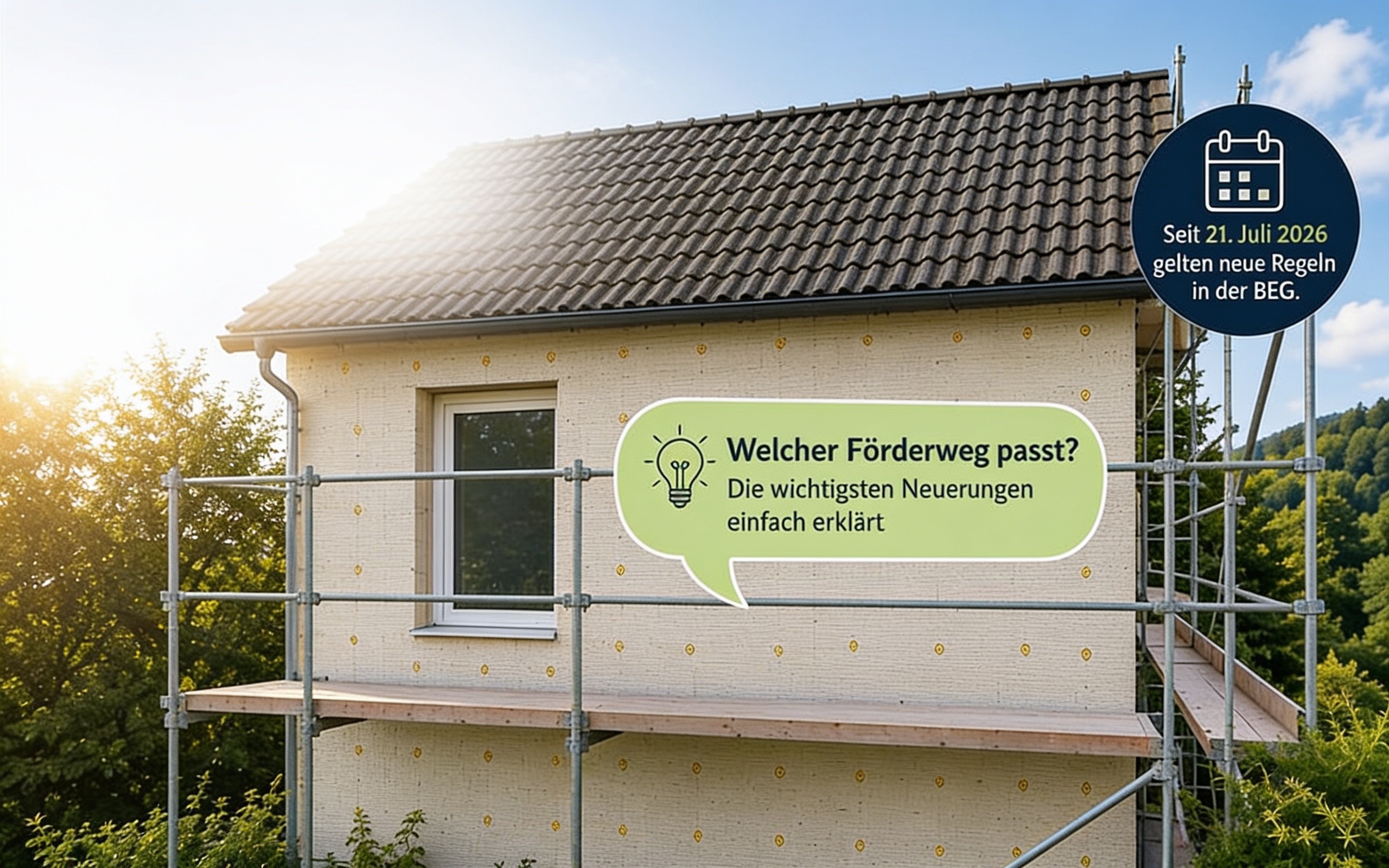 BEG-Förderung | Änderungen bei staatlichen Zuschüssen für Dämmung | gedämmte Hausfassade | Der Dämmstoff | Foto vom FMI, KI-generiert